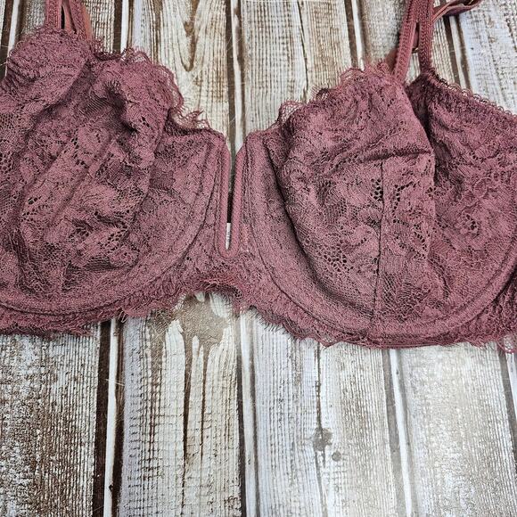 NWT Auden balconette coverage unlined bra burgundy lacey Size 40C - Picture 3 of 7